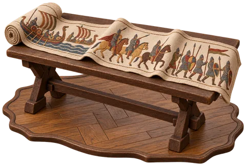 A long embroidered strip of linen