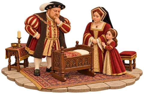Henry VIII and Catherine of Aragon with their daughter Mary